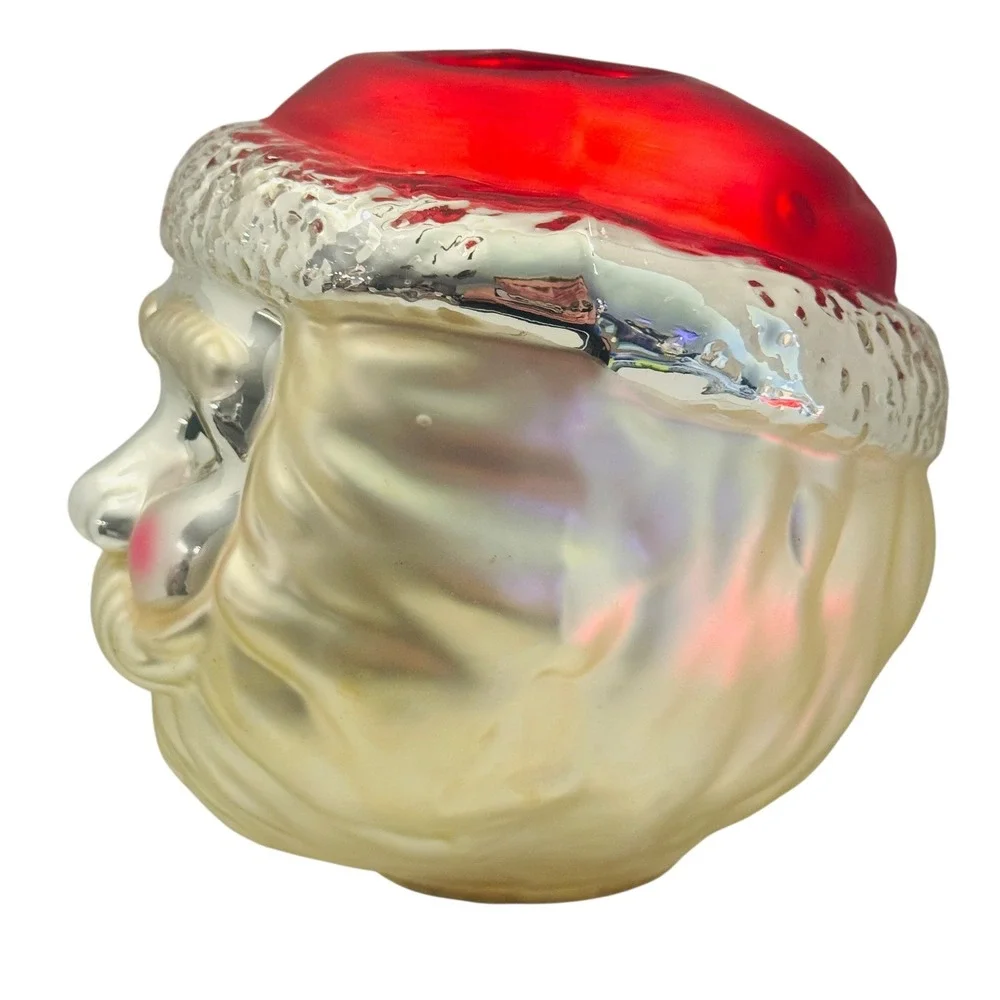 Dept 56 Mercury‎ Glass Santa Votive Tealight Holder Handpainted Xmas Decor Vtg